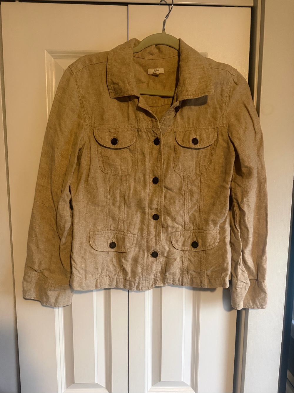 J Jill 100% linen Light Tan Women's Button-Front Jacket